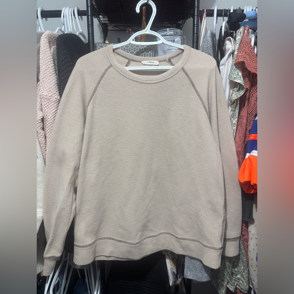Hello MIZ Maternity Tan Crewneck Sweater